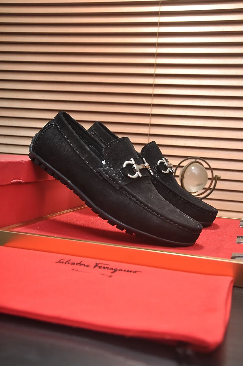Men's shoes 💰460💶 [Ferragamo/Ferragamo] The latest model in the counter. Original imported open-sided fine cowhide hand-woven + imported 🐂 cowhide + original luxury metal buckle + original combination outsole. No pressure in comparison 38--44🎉